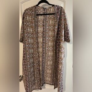 Earthbound Printed Kimono Cardigan Womens Small Open Front Boho Artsy